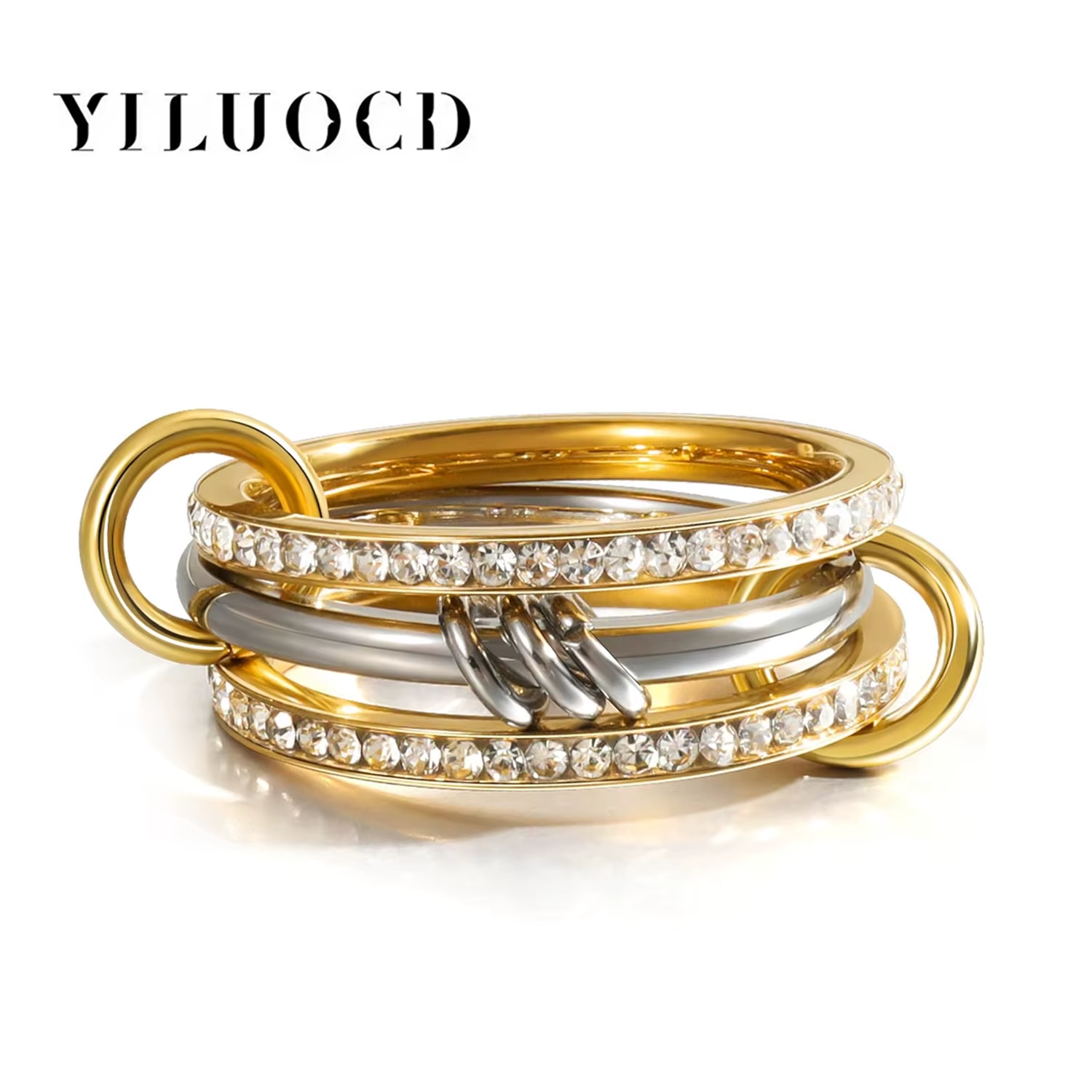 Golden Link Zircon Stack Ring