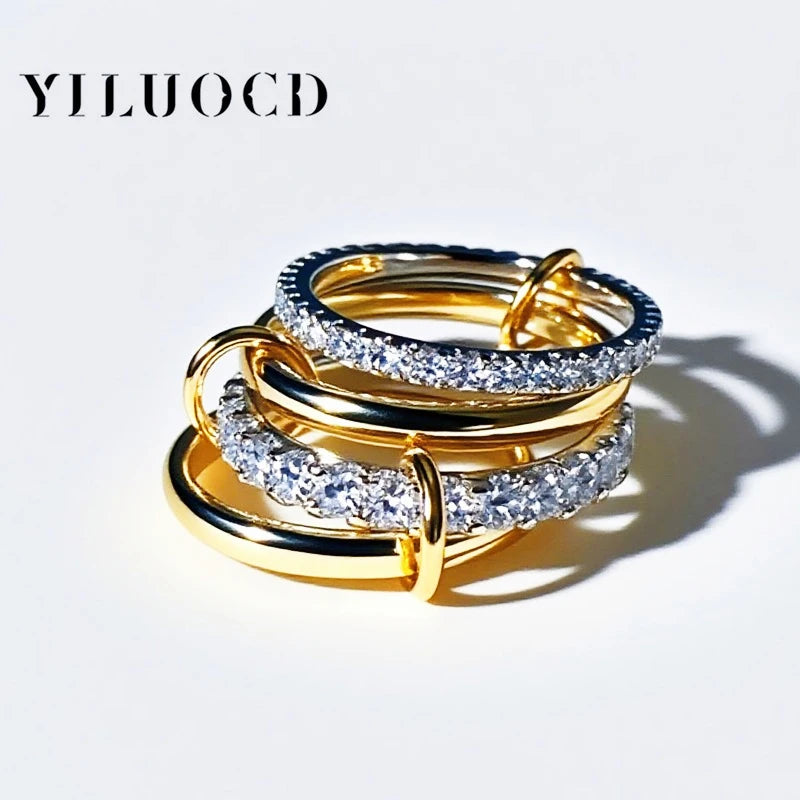 Golden Link Zircon Stack Ring