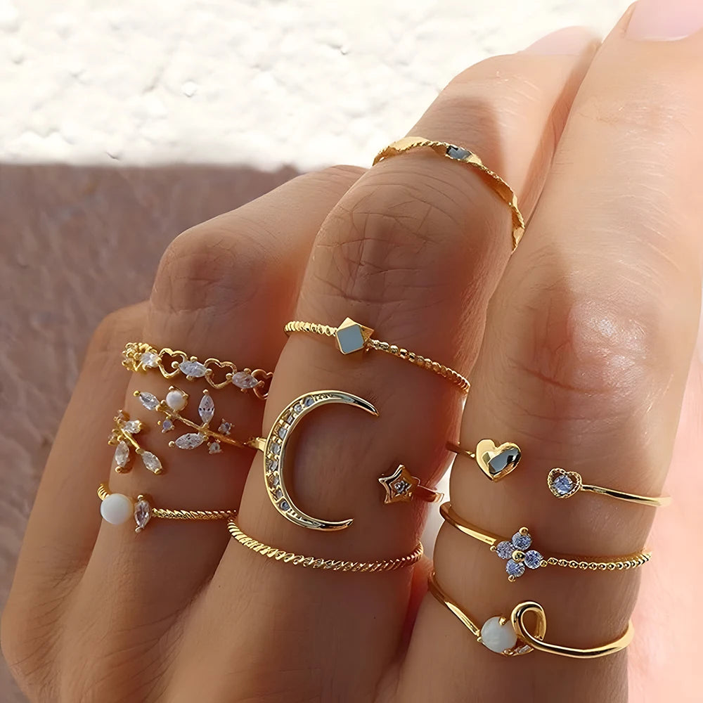 Boho Charm Ring Set
