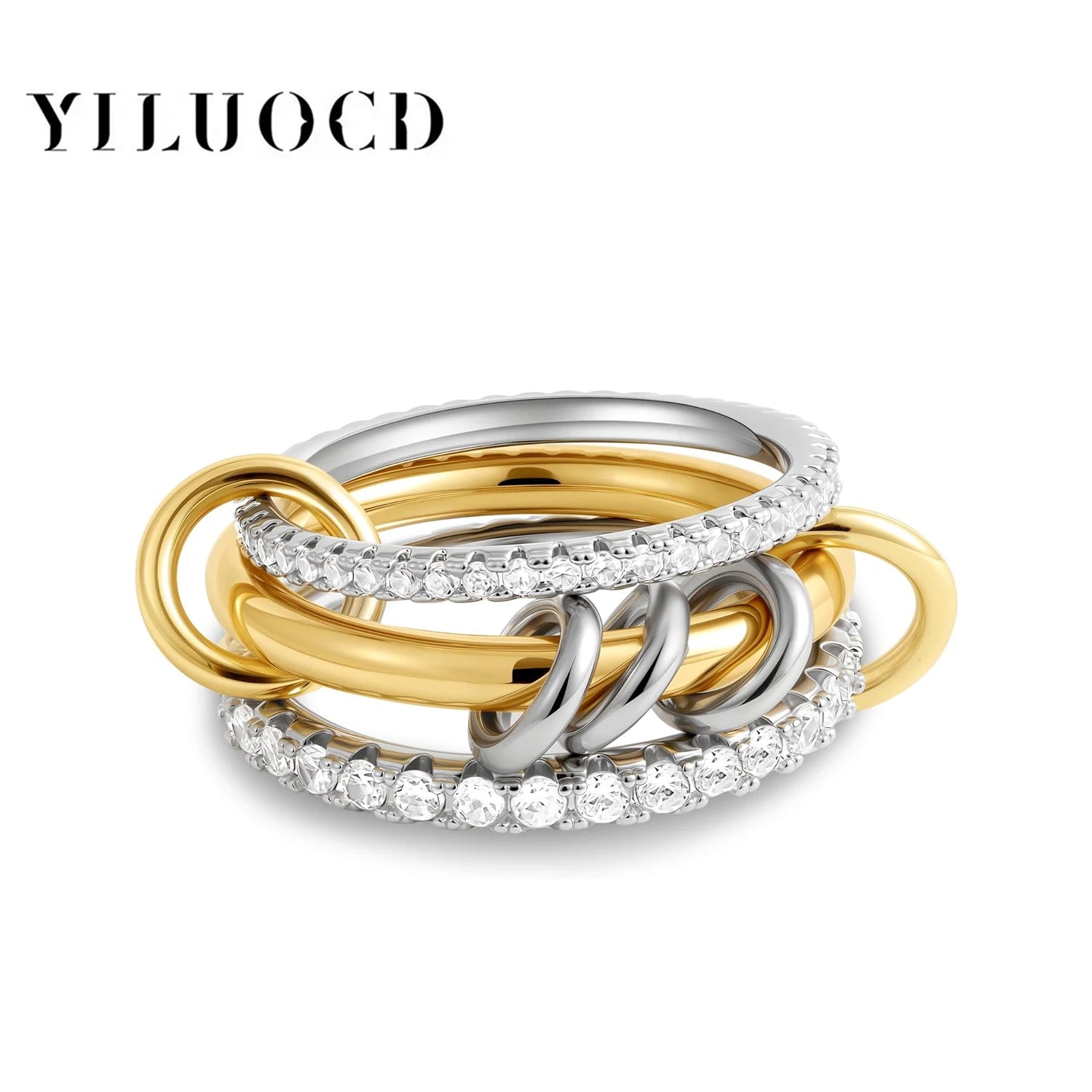 Golden Link Zircon Stack Ring
