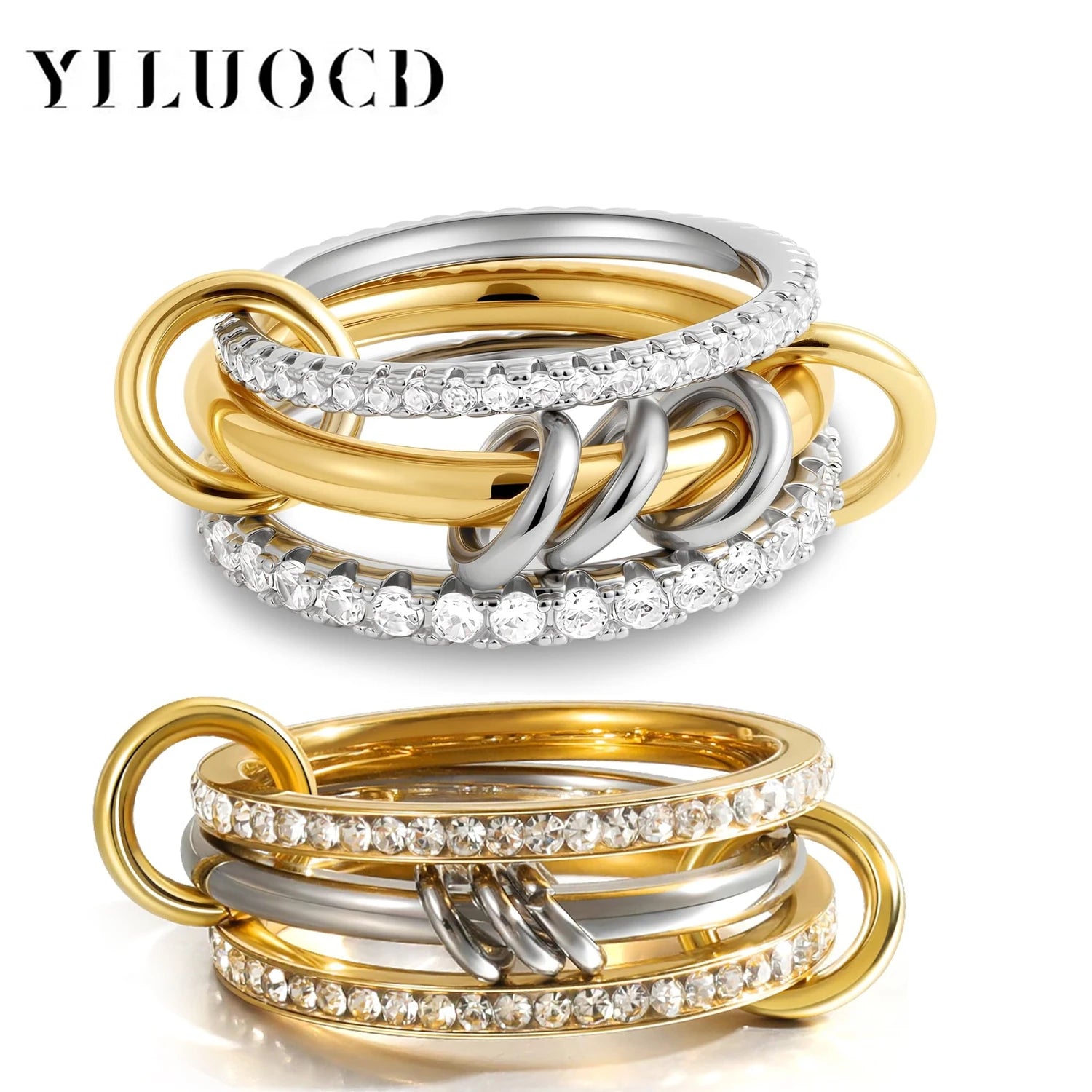 Golden Link Zircon Stack Ring